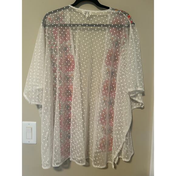 Umgee lace sheer floral embroidered kimono boho summer festival size s/m - Picture 2 of 6